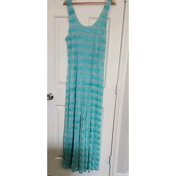2b bebe Sundress XL Maxi Auqua Sleeveless Lined Stripes  Turquoise - Picture 2 of 9